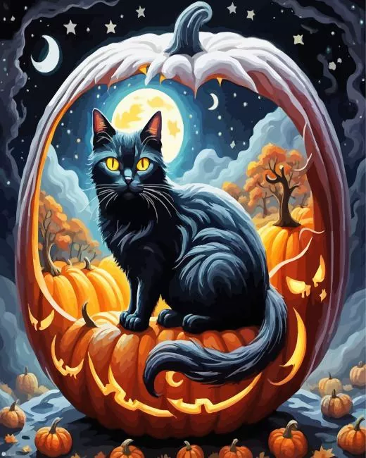 Black cat and pumpkin Diamond Paintings Black Cat And Pumpkin Diamond Painting
