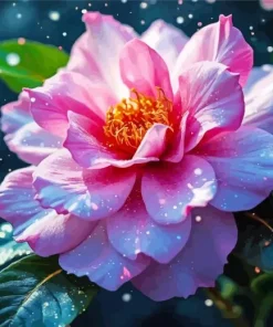 Blooming Pink Camellia Flower Diamond Painting