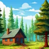 Cabin In Forest Diamond Painting