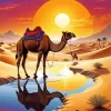 Camel At Sunset Diamond Painting
