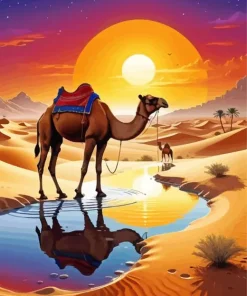 Camel At Sunset Diamond Painting