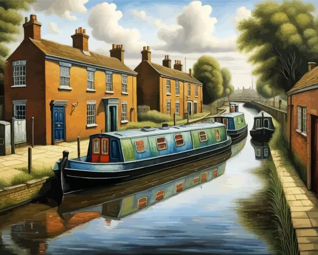 Canal Boat Diamond Paintings Canal Boat Diamond Painting