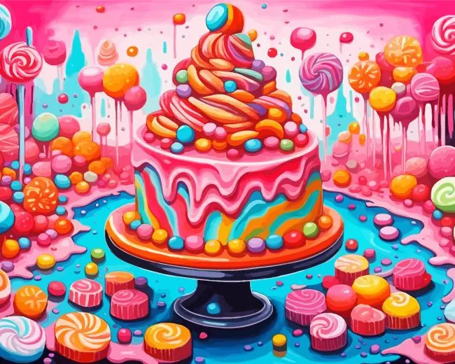 Candies Cake Diamond By Numbers Candies Cake Diamond Painting