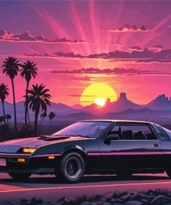 Car And Sunset Diamond Painting