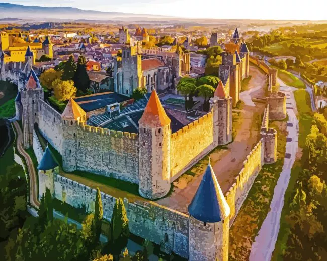 Carcassonne The Medieval City Diamond Paintings Carcassonne The Medieval City Diamond Painting