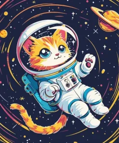 Cartoon Astronaut Cat Diamond Painting