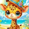 Cartoon Baby Giraffe Diamond Painting