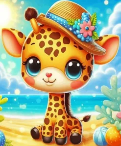 Cartoon Baby Giraffe Diamond Painting