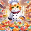 Cartoon Cat Baking Diamond Painting