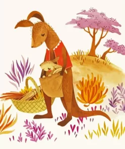 Cartoon Kangaroo In Pouch Diamond Painting
