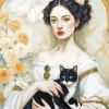 Cat And Classic Woman Diamond Painting