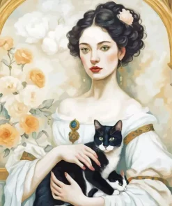Cat And Classic Woman Diamond Painting