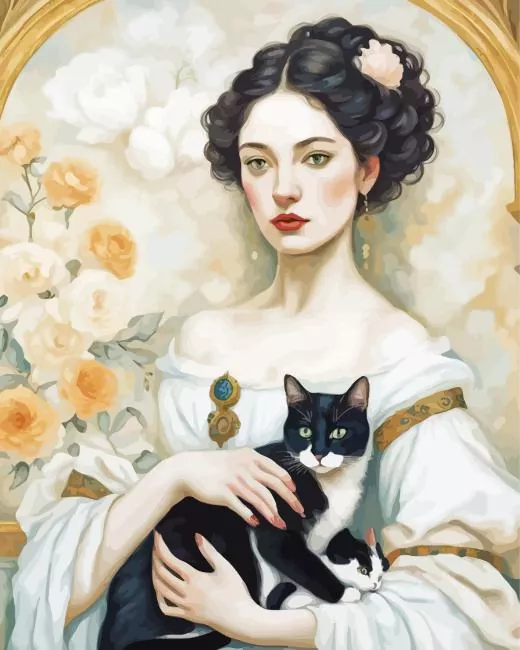 Cat And Classic Woman Diamond Paintings Cat And Classic Woman Diamond Painting