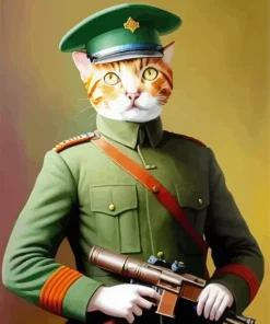 Cat In Military Uniform Diamond Painting
