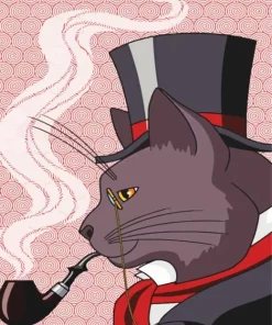 Cat Smoking Pipe Diamond Painting