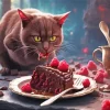 Cat Eating Cake Diamond Painting