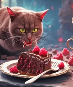 Cat Eating Cake Diamond Painting