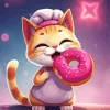 Cat Eating Donut Diamond Painting