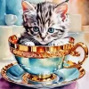Cat In A Coffee Cup Diamond Painting
