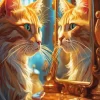 Cat In The Mirror Diamond Painting