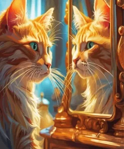 Cat In The Mirror Diamond Painting