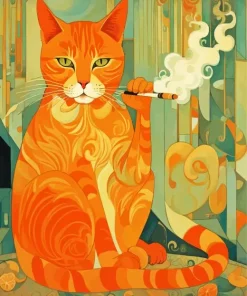 Cat Smoking Cigarette Art Diamond Painting