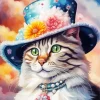 Cat Wearing Flowers Hat Diamond Painting