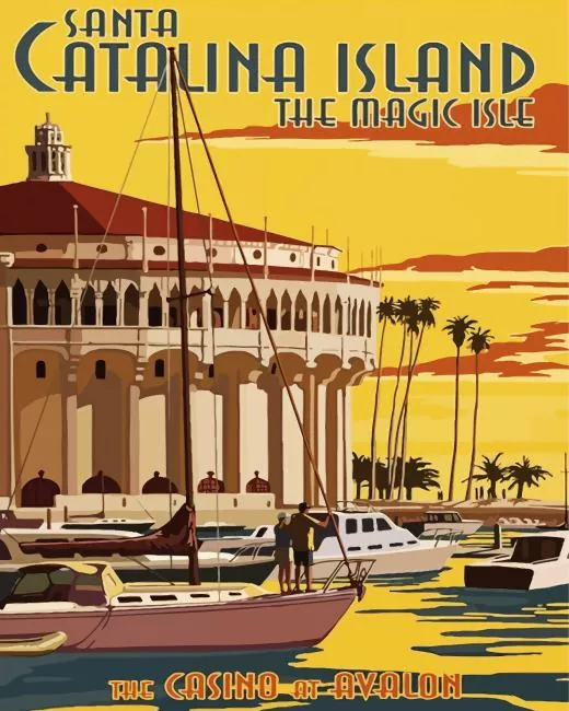 Catalina Island Poster Diamond With Numbers Catalina Island Poster Diamond Painting