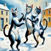 Cats Dancing In Snow Diamond Painting