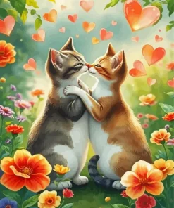 Cats Kissing Diamond Painting