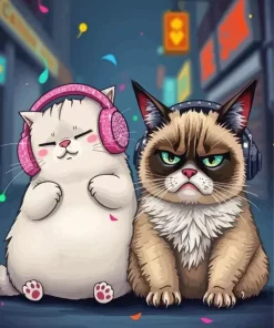 Cats Listening To Music Diamond Painting