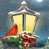 Christmas Cardinal On Lantern Diamond Painting