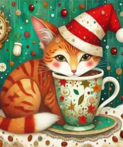 Christmas Cat Art Diamond Painting