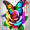 Colorful Butterfly On Rose Diamond Painting