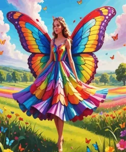 Colorful Butterfly Girl Diamond Painting