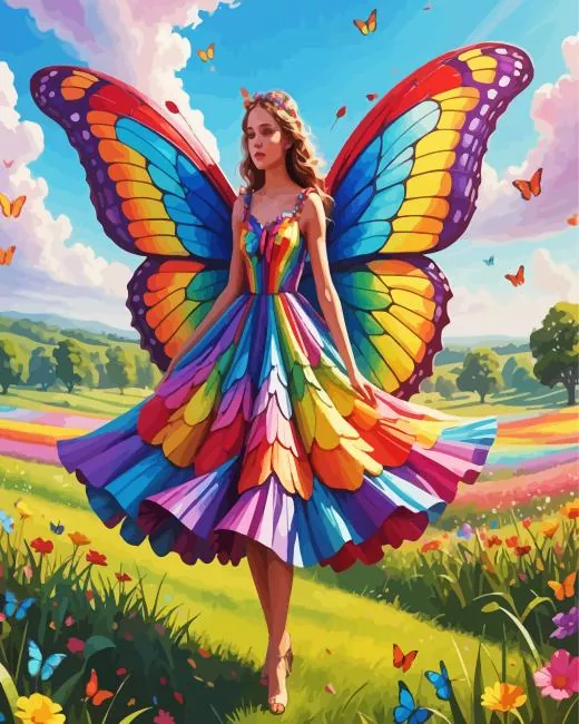 Colorful butterfly girl Diamond Paints Colorful Butterfly Girl Diamond Painting
