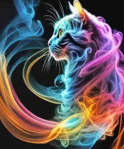 Colorful Smoke Cat Diamond Painting