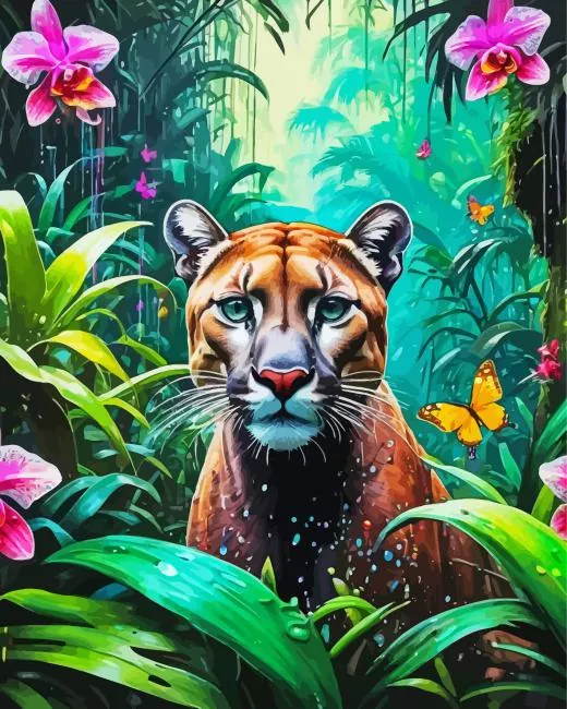Cougar In Jungle Diamond Paintings Cougar In Jungle Diamond Painting