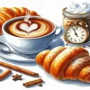 Croissant With Cappuccino Diamond Painting