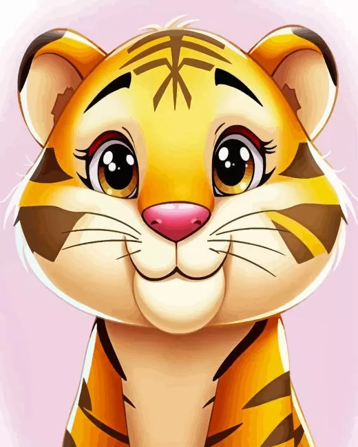 Cute cartoon tiger Diamond By Numbers Cute Cartoon Tiger Diamond Painting
