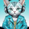 Dj Cat Wearing Headphones Diamond Painting
