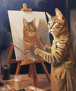 Female Cat Painting Herself Diamond Painting