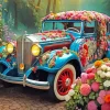 Floral Old Car Diamond Painting