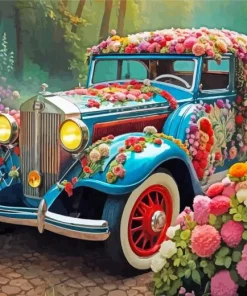 Floral Old Car Diamond Painting