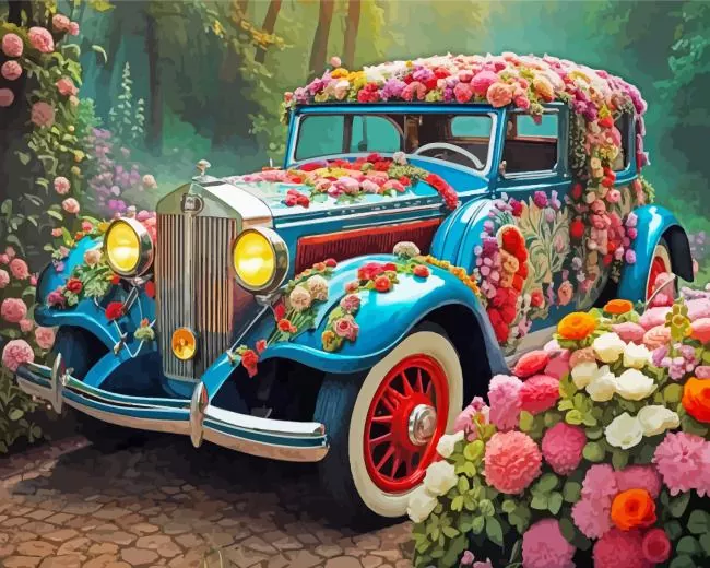 Floral Old Car Diamond Dotz Floral Old Car Diamond Painting