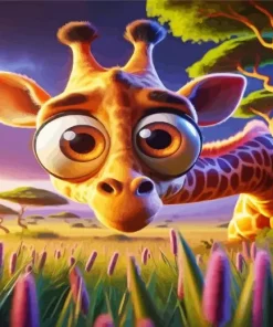 Giant Cartoon Giraffe Diamond Painting