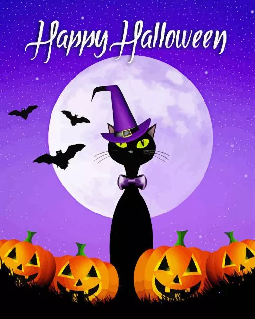 Halloween Cat and bats Diamond Dotz Halloween Cat and Bats Diamond Painting