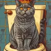 King Cat Sitting On A Toilet Diamond Painting