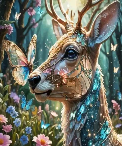 Magical Butterfly Deer Diamond Painting
