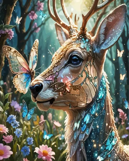 Magical Butterfly Deer Diamond Paints Magical Butterfly Deer Diamond Painting